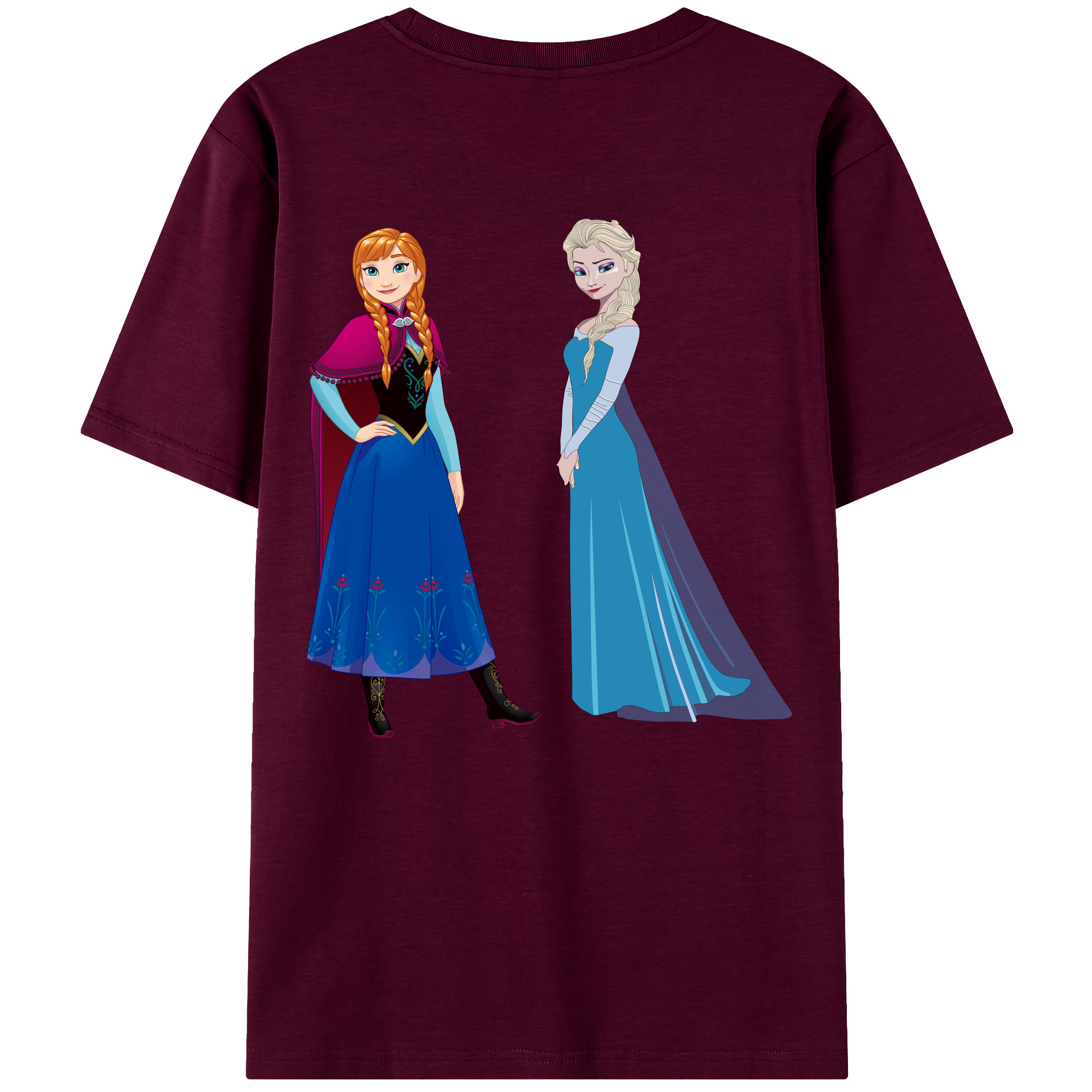 （画像用） アナと雪の女王 アンナ エルサ Frozen Anna Elsa レディース半袖Tシャツ(バックプリント)